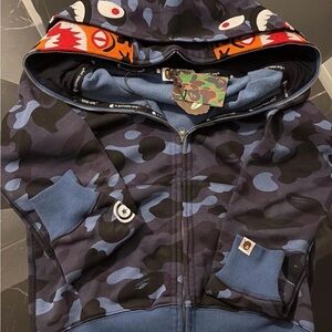 Bape Blue Camouflage Zip-Up Sweater